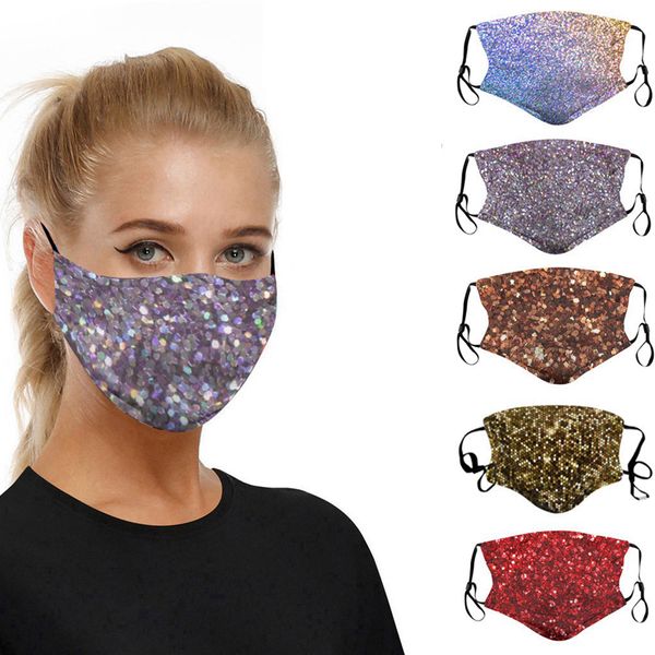 Paillettes Imprimer Masque Lavable Antipoussière Respirateur Équitation Cyclisme Sports Imprimer Masques De Mode Pour Hommes Et Femmes 6 styles RRA3175