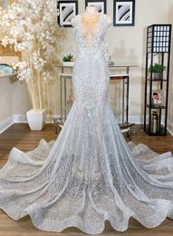 Sequin Prom Dresses Gilter Crystal 2023 Lange Zeemeermin Avondjurken Strass Vrouwen Feestjurk Vestido Fiesta De Boda