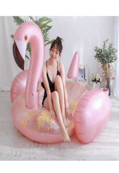 Lentejuelas de oro rosa flamenco para anillo de natación para adultos gigante gigante de la piscina inflable piscina juguetes agua boia piscina90606571971889