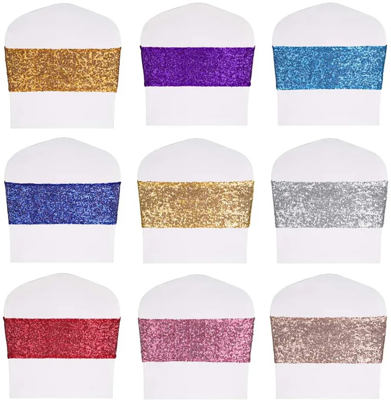 Sequin Sashes Hotel Wedding Event Decorations Polyester Chair Belt Covers