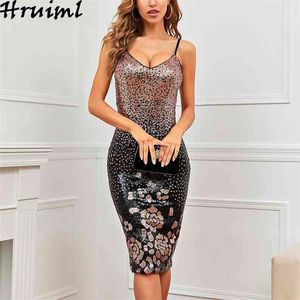 Sequin Sling Dress Dos Nu Épaule Crayon pour Femmes Mode Skinng Sexy Vente Party Night Club Vestiti Donna 210513