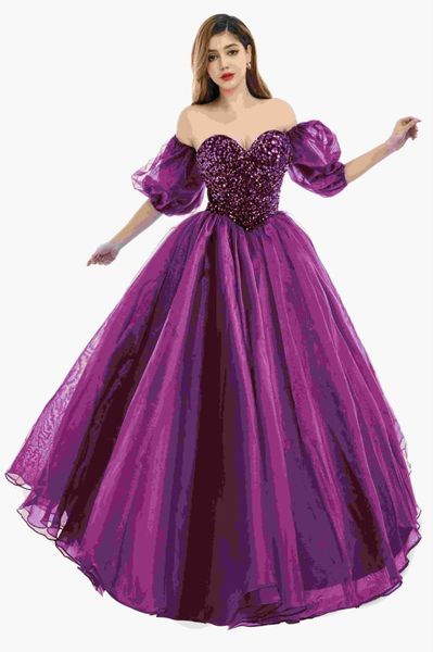Vestido de fiesta de fiesta de lentejuelas Vestidos largos y esponjosos vestidos de ocasión especiales de estilo de dos piezas Eng2300