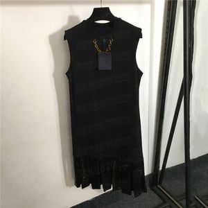 Pailletten Kwastje Vest Jurken Voor Dames Designer Chain Zwarte Rokken Luxe Dames Mouwloze Jurk Kleding