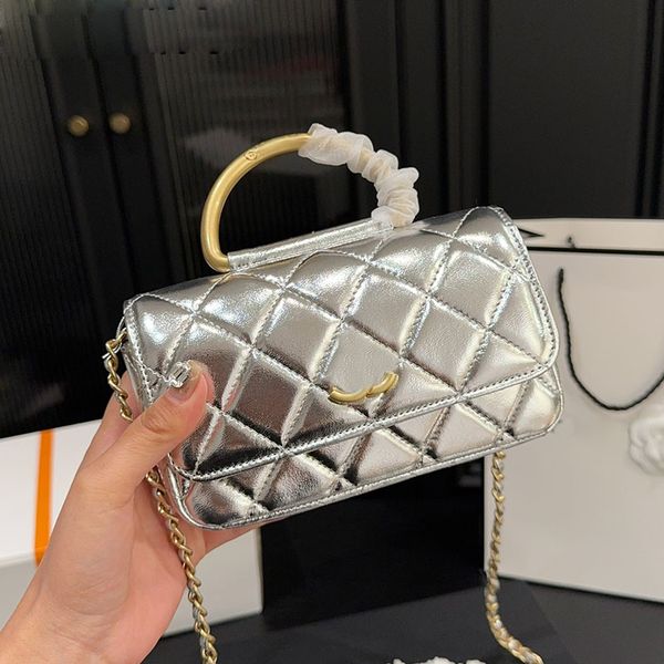 Handle en métal portable des femmes designer mini sac à rabat monte