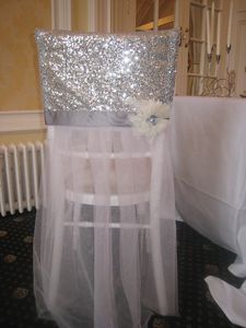 Lovertjes 3D bloem tule vintage stoel sjerpen romantische mooie stoelhoezen goedkope op maat gemaakte bruiloft benodigdheden
