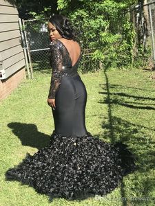 Lovertjes Afrikaanse Sparkly Mermaid Prom -jurken voor zwarte meisjes Backless Sweep Train Formele avondjurken Rode loperjurk Mal