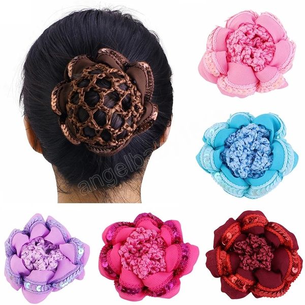 Filet à cheveux en Crochet à paillettes, couverture élastique pour chignon, danse, patinage, couvre-chef fait à la main, queue de cheval, outil de coiffure fixe