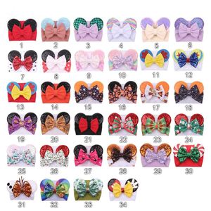 Oreilles de souris pailletées bandeau gros cheveux arc bandeaux bandeau tissu élastique bowknot bricolage cheveux avec arcs bébé larges bandeaux d'Halloween