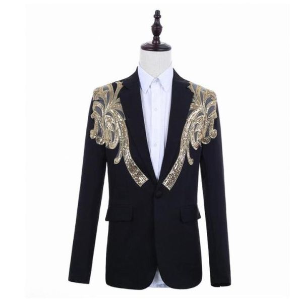 paillettes blazer hommes costumes conceptions veste hommes scène broderie chanteurs vêtements danse star style punk rock masculino homme noir3939862