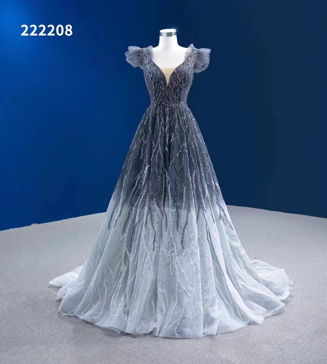 Vestidos de formatura nupcial com lantejoulas para festa à noite design de cor gradiente cinza novo SM222208