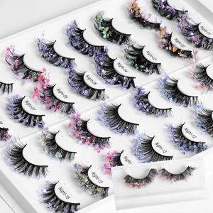 Pailletten gekleurde faux 3D mink wimpers lange volle pluizige valse wimper flexibele band oog lashes extensie make -up make -up