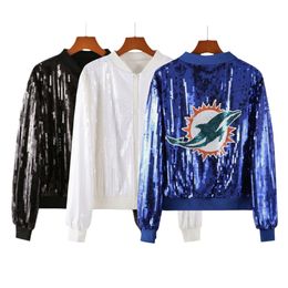 Paillettes Jersey jakcets femmes décontractées zip coule football swetshirts de veste de baseball manteaux gratuits