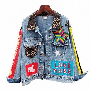 Paillettes lâche Denim veste filles étudiants High Street Party Jeans manteaux femmes 2023 nouvelle femme discothèque vêtements d'extérieur Chaqueta Mujer d6gr #