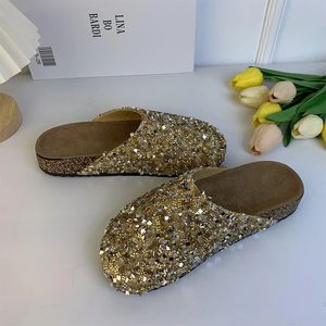 Paillettes personnalisées Mueller Trend Diamond Slippers Casual Street Style Home Flat Single Shoes Mujer Elegant Sandalias F B
