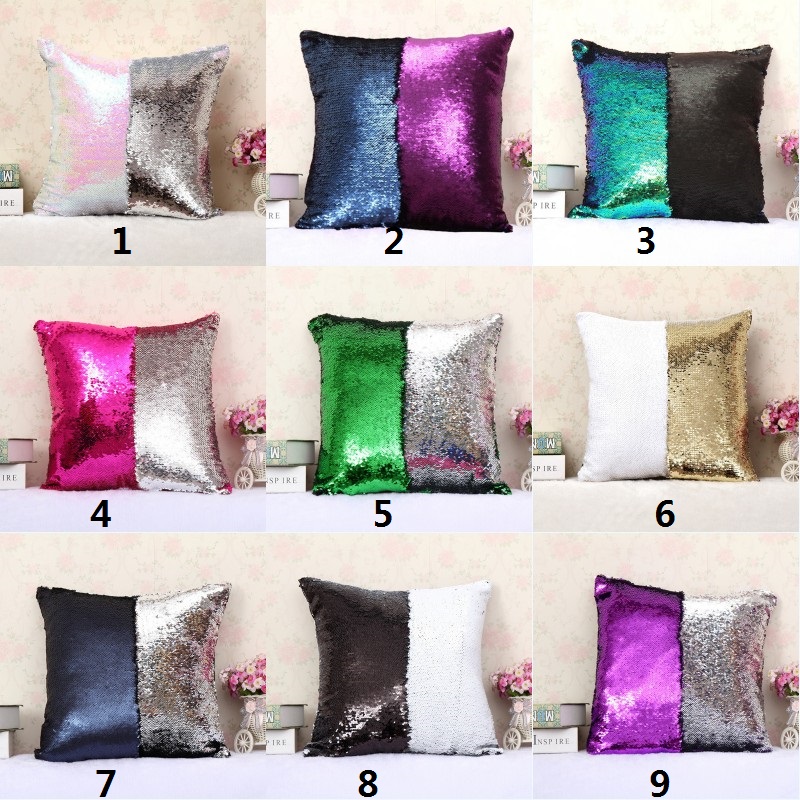 Sequins Pillowcase Reversible Cushion Cover Decorative Throw Pillow Case Sofa Seat Car Pillow Cover Fashion Styles 40x40cm