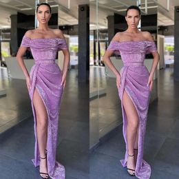 Lectins PROM Shoulder Elegant Lavender Dresses Off Fiest Vesadas Vestidos Forma Formal Long Special Ocn Vestido