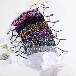 Pailletten Glanzende Gezichtsmaskers Wasbaar Sequin Bling Gezichtsmasker voor Vrouwen Volwassen Sparkly Decoratieve Anti-Dust PM 2.5 Mond Maskers