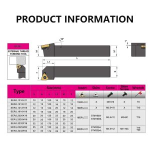 Ser1010H11 Ser1212H16/11 Ser1616H16/11 Ser2020K Ser2525M externe thread Turn Turn Travel Tool SER SER SER SEL DRIENDE CUTTER BAR CNC TROGTROGE GROOLS HOLDER