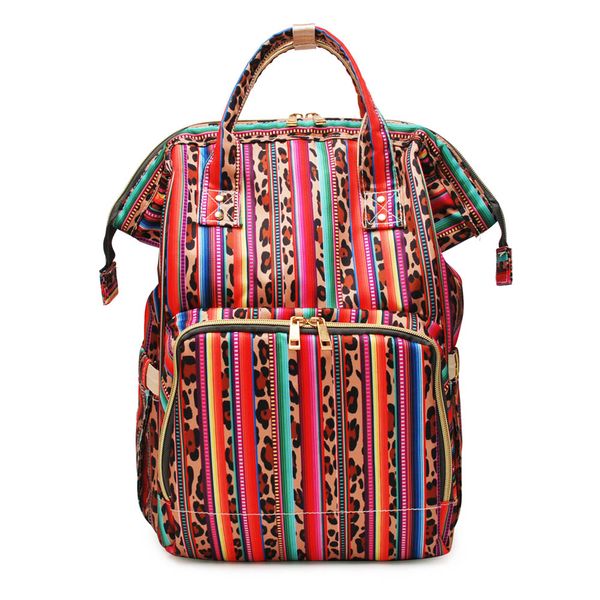 Desinger Serape Leopard Bolsa de pañales Venta al por mayor Espacios en blanco Bullskull Momia Bebé Girasol Cuidado Bolsa de pañales Mochila de gran capacidad Bolsa de viaje DOM1276