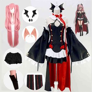 Seraph of the End Owari No Krul Tepes Cosplay Viene Uniforme Peluca Anime Bruja Vampiro Halloween para Mujeres Y220516