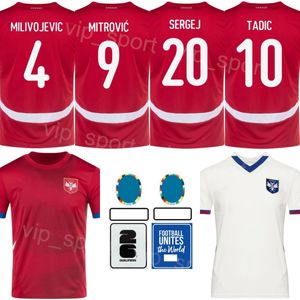 Serbie 24 25 Euro Cup 14 Zivkovic Soccer Jersey Équipe nationale 13 Masovic 8 Jovic 9 Mitrovic 20 Milinkovic-Savic 20 Sergej 22 Lukic Tadic Football Shirt Kits Mens