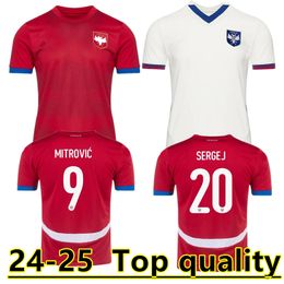 Serbie Soccer Jersey 2024 Euro Cup Srbija National Team Home Away Sergej Mitrovic 2010 Retro Football Shirts Kit Vlahovic Pavlovic Tadic Milenkovic Zivkovic 888888