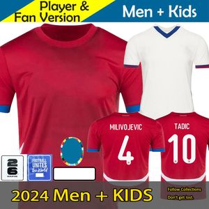 Servië voetbaltrui 2024 Euro Cup Srbija Nationaal team Home Away Sergej Mitrovic Football Shirts Kit Vlahovic Pavlovic Tadic Milenkovic Zivkovic Player Jersey