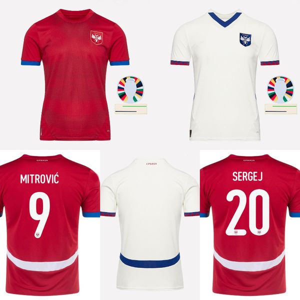 Serbie Soccer Jersey Sergej Mitrovic 2010 Retro Football Shirts Kit Vlahovic Pavlovic Tadic Milenkovic Zivkovic 2024 Euro Cup Serbia Jersey à la maison chinois