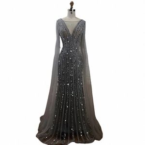 Sirène gris arabe serene Sirène gris élégant Cape Sleeves Luxury Pergeding Evening Dres Gowns for Women Wedding Party 2024 LA72289 M1XT # #