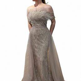 Serene Hill Dubai Luxury perle Blue Sirène Elegant Overskirt Evening Dres Gowns 2024 For Women Wedding Party LA71634 D7QP #