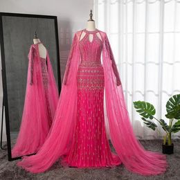 Serene Hill – robe de soirée de forme sirène, élégante, manches Cape, perles, luxe, robes de soirée pour femmes, arabe, LA71817, 240116