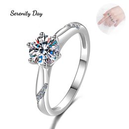 Serenity Day Classic Sixclaw 123CT Ring S925 Silver incrusté D Color VVS1 Stone Fine Bijoux pour femmes Couples 240401