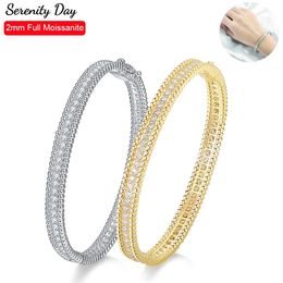Serenty Day – Bracelet complet de 2mm pour femmes, plaque en argent Sterling S925, cercles à main en or 18K, Joker pliable, vêtements fins, bijoux 240115