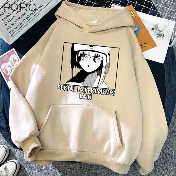 Expériences en série Lain Print Anime Femmes Hommes Sweat Kawaii Hoodies Y0804