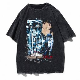 Série Expériences Lain Tshirt Drôle Anime Confortable Harajuku Streetwear Hommes Femmes T-shirt Anime Casual T-shirts à manches courtes A24E #