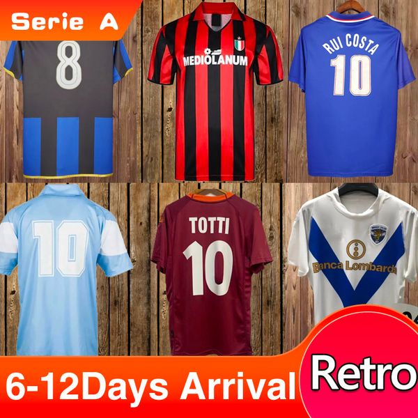 Serie A Camisa de fútbol retro Gullit Inzaghi 2003 2004 Brescia Club Soccer Jersey Baggio Batistuta 97 98 99 Rui Costa 10-Maradona Pirlo AC Milian Jerseys