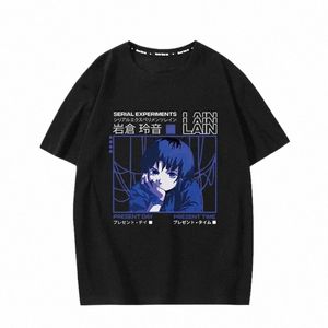 Serie Experimental Lain Cott Camiseta Anime japonés Unisex Hombres Ropa de calle para mujeres Y2K Persality Manga Top Graphic Tees G2nF #