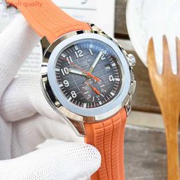 Serie Orange Sports Tape Mens Watch Aquanaut 5968 Watch Grootte 42 mm Top Automatische mechanische beweging met transparante bodemhorloges Fashion Montre