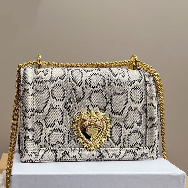 Bolso de cadenas serpentinas Bolso de hombro tipo bandolera Bolso de embrague axilar Bolso de cuentas Arco Monedero de mujer Monedero liso Solapa Axila Cartera de mensajero Letras de moda de cuero de cocodrilo