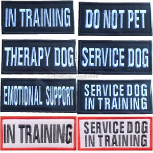 Service hondenpatches voor vest canvas geborduurd met lichtgevende reflecterende borduurwerk doek patch do not pet emotionele ondersteuning hondenbenodigdheden 1,5 x 3,6 inch A254