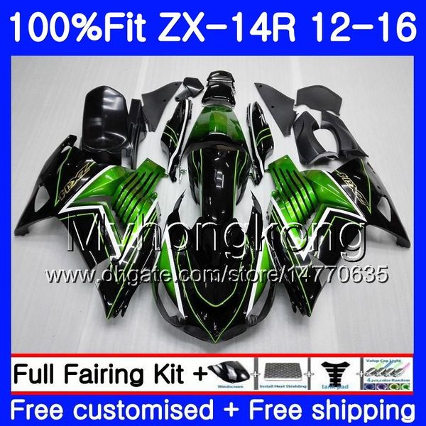 Injection Pour KAWASAKI ZX 14R ZZR 1400 ZX14R 12 13 14 15 16 225HM.0 ZZR1400 ZX-14R 2012 2013 2014 2015 2016 Carénage Usine vert blk