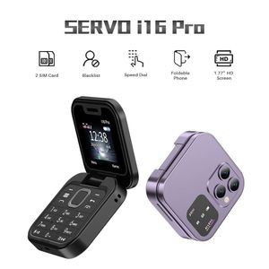 Servo 2024 Nouveau mini Flip Mobile FM Radio Magic Voice Blacklist Speed ​​Dial Vibration 2Sim Carte Small Affichage Pliable Téléphone