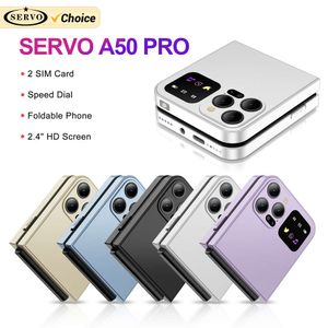 Servo A50 Pro Flip Phone Dual Sim Card GSM Elektrische Torch Automatische oproepopname 2.4 inch scherm Foldbare mobiele telefoons Type-C
