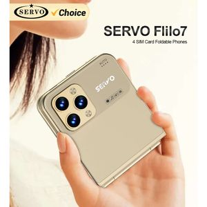 Servo FLILO7 Fashion Flip Mobile Telefoon 4 Sim 2.6 inch scherm Auto Call Record Speed Dial Magic Voice Blacklist Telefoons Type-C