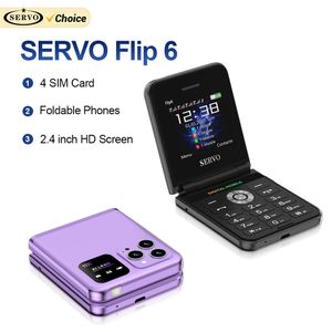 SERVO FLIP6 4 SIM KAART Vouw mobiele telefoon GSM 2,4 inch display Auto Call Record Speed Dial Magic Voice FM Opgeheven cover Cover Cellphone