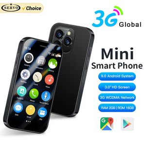 Servo mini téléphone intelligent 3G Global Dual Sim Card Android 9.0 OS 2GB RAM + 16 Go Rom 3.0'''hd Screen Facial Unlock Play Game GPS Type-C