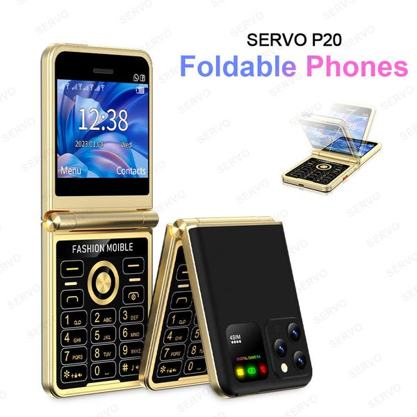 Servo p20 4 carte SIM flip téléphone mobile Speed Speed Magic Voice LED Lampe de poche MP3 Radio FM Radio 2.4 