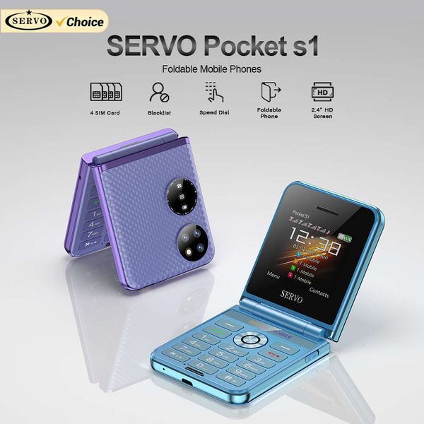 Servo Pocket S1 4 Carte SIM pliant les téléphones mobiles GSM Network Auto Auto Record de la lampe de poche Speed Speed Magic Voice pliable