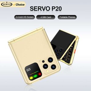 SERVO RETRO FLIP Mobile Phone 4 Card SIM SETHBY 2G MP4 Big Keyboard Magic Voice Lampe de poche Speed Speed Blacklist Fold Téléphones