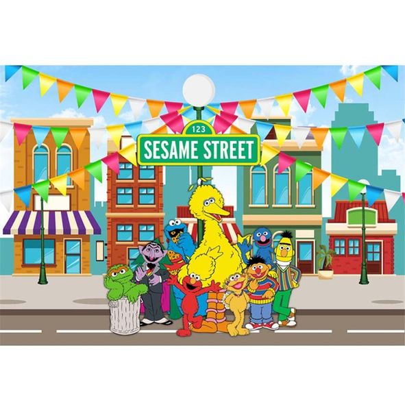 Sesame Street Birthday Party Themed The Fteardp Flags colorés Elmo World Baby Childre